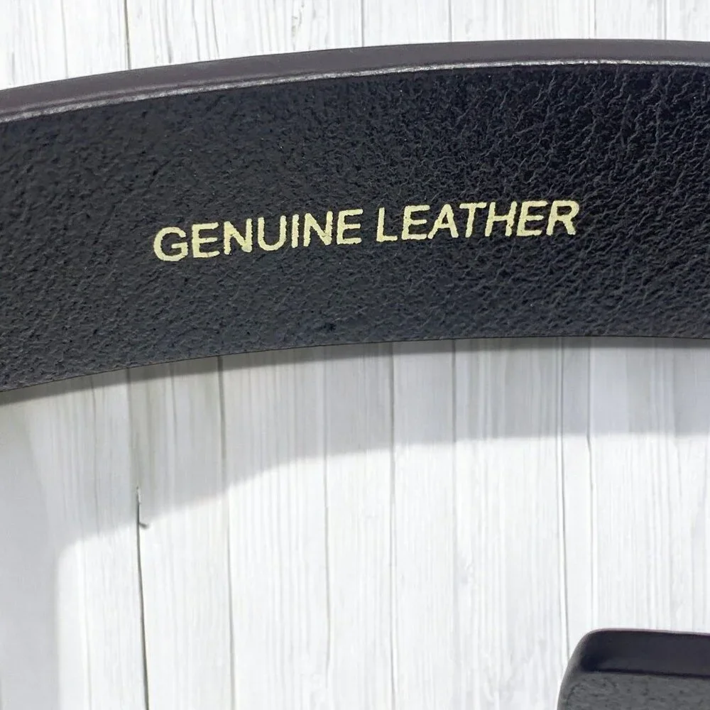 Bass Mens Genuine Leather Belt Brown With Brushed Silver Buckle Sz XL 5127 13
